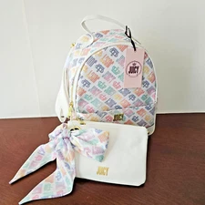 Juicy by Juicy Couture Glam Pull Out Pouch Rainbow Multi dot Mini Backpack NWT