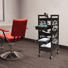 Beauty Barber Cart Salon Rolling Storage Trolley Barber Organizer Rolling Cart