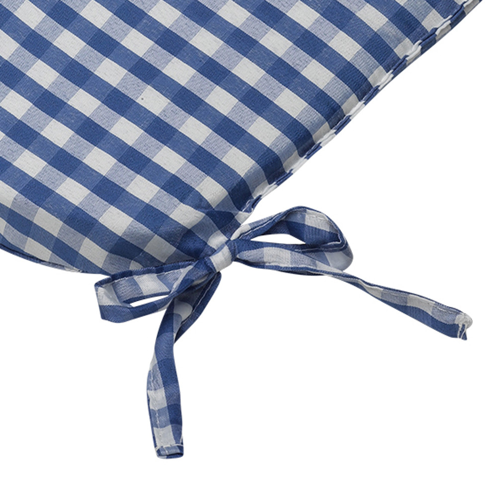 Tie On Rounded Gingham Chair Seat Pad Cushion Outdoor Garden Dining