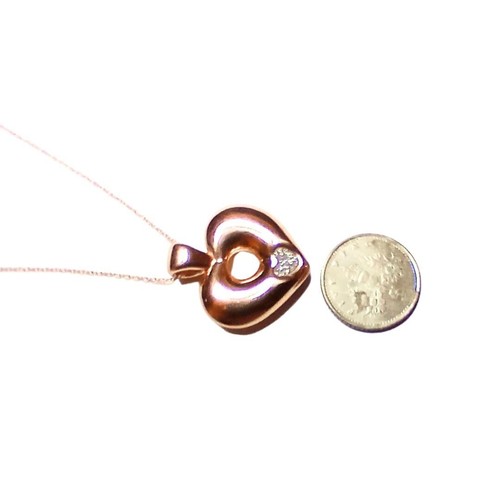 Rose Gold Plated Sterling Silver Stardust Heart Pendant with 18" Chain - Picture 5 of 5