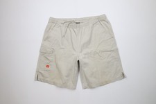Vintage Nike Mens Large Distressed Spell Out Above Knee Shorts Beige Cotton