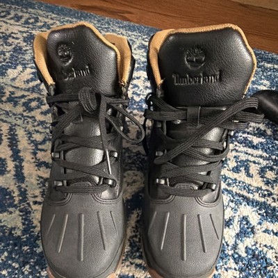 Timberland Boys Black Lace-Up Ankle Boots Cushioned Rubber Sole US 6.5 A1NJF