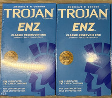 2 BOXES Trojan ENZ Classic Reservoir END 12 Lubricated Latex Condoms EACH 5/28