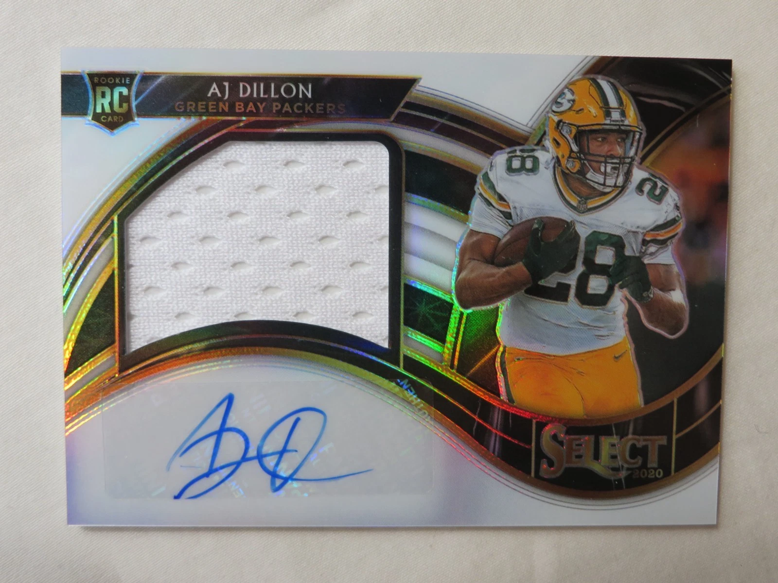 AJ Dillon Panini Select Jumbo Rookie Signature Swatch Prizm #JRSAJD Base