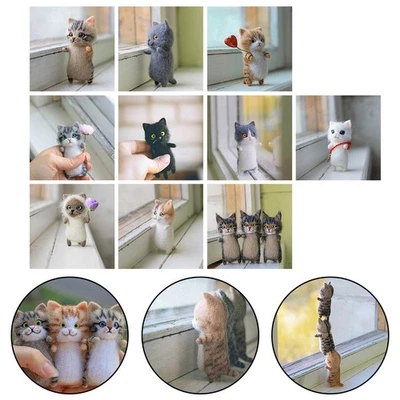 Kit feutre laine chat simulation bricolage avec matériaux PVC pour artisanat cr - Photo 1/4