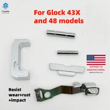 Combo Kit Glock GEN 1-5 Extended Slide Stop Release 43/43X/48 Lever Pin  Silver