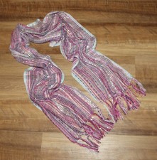 NEW Pretty Pink  Blue Light Weight Metallic Shimmer Fringe Scarf