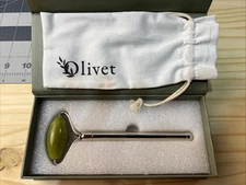 Olivet Jade Roller, Spa Grade Manual Face Roller Massager With Travel Pouch