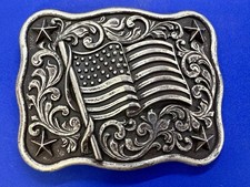 United States American Flag Western Framed Patriotic Nocona Belt Buckle