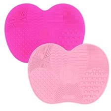 2 Pcs Silicone Make Up Brush Cleaning Mat, Cosmetic Cleaning Pads,Makeup Brush C