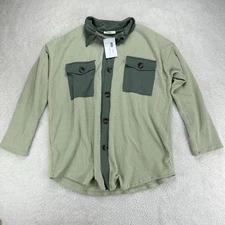 Reborn J Denim Button Up Jacket Women’s Medium Mint Patchwork Loose