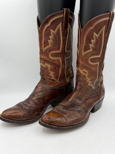 MERCEDES EEL Western Outfitters Men's Brown Leather Cowboy Boots Sz 10D