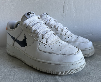 Nike Air Force 1 Herren Sneaker weiß/schwarz/orange Low Top Leder EU 42,5