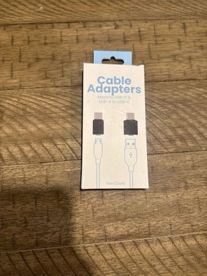 Custom Accessories Cable Adapters 2-Pack Micro to USB-C & USB-A to USB-C