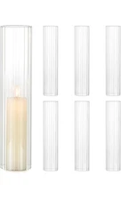 Hurricane Candle Holder Sleeve：6Pcs 2.5"W x 12"H Bottomless Clear Glass Cylinder