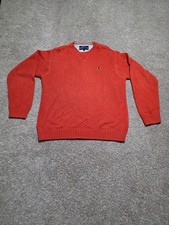 Vintage Tommy Hilfiger Sweater Orange Cotton Tight Knit Winter Men  s Size Large
