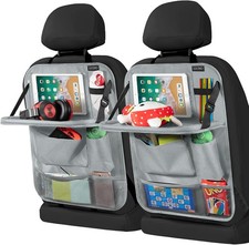 LUCMO Car Backseat Organizer with Tablet Holder-2 2 Pack Food Tray, Grey