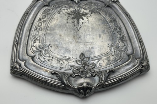 Antique Framed Silver Plated Repousse Hand Mirror - Picture 6 of 6