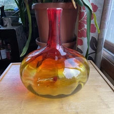 Blenko Joel Myers 6530L Tangerine Decanter Bottle No Stopper