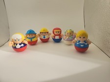 Lot Of 6 Vintage 1987 Playskool Weeble Wobble People Figures.