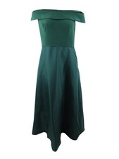 Adrianna Papell Women's Off-The-Shoulder Mikado Gown 6, Dusty Emerald 