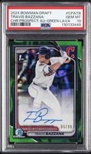 2024 BOWMAN DRAFT CHROME PROSPECT AUTOS GREEN LAVA TRAVIS BAZZANA 5/99 PSA 10