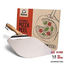 Aluminum Metal Pizza Peel with Foldable Wood Handle for Easy Storage 12-Inch