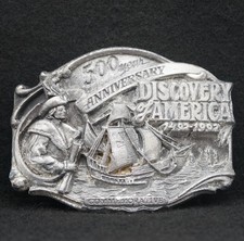 WD03171 VINTAGE 1992 DISCOVERY OF AMERICA 500 YEARS COMMEMORATIVE BELT BUCKLE