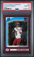 Graded 2024 Panini Clearly Donruss Jayden Daniels #52 RC Football Card PSA 10