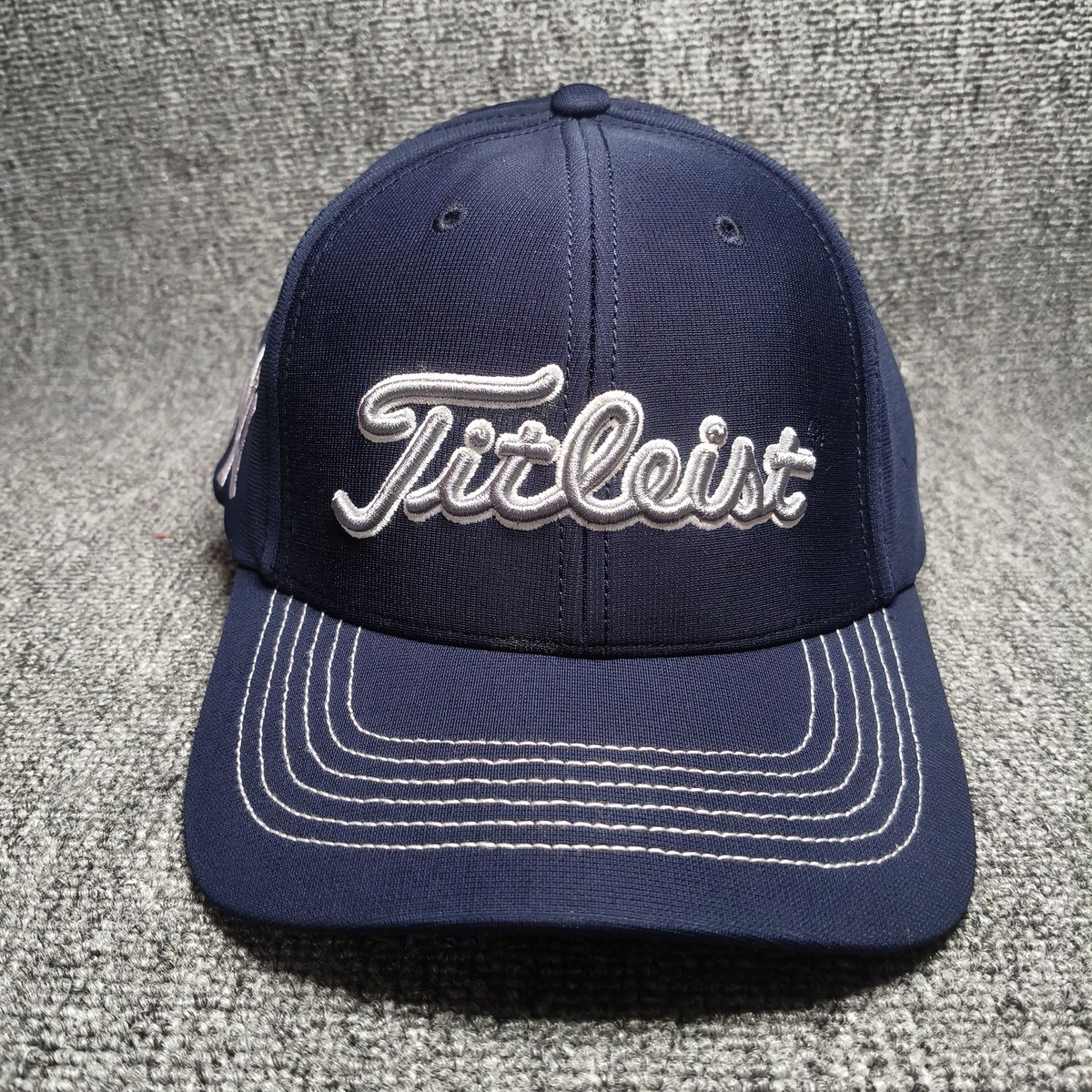Titleist Navy Blue Fitted Cap Script Logo Contrast Stitch Hat Y582