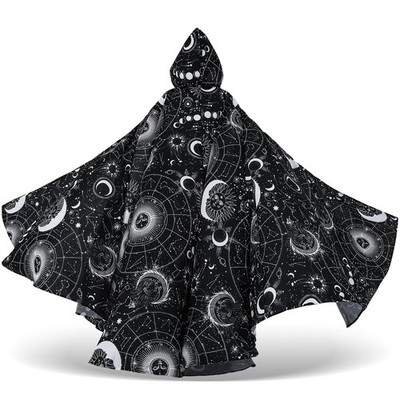 Libima Halloween Adult Wizard Costume Black Celestial Cape Stars Witch Hooded...