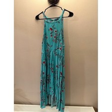 Torrid Aqua Blue Floral High Low Halter Midi Dress Womens Plus Size 0 L XL