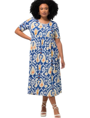 NEW Ulla Popken Plus Size 32/34 Tunic Maxi Dress Empire Waist Knit Paisley Print