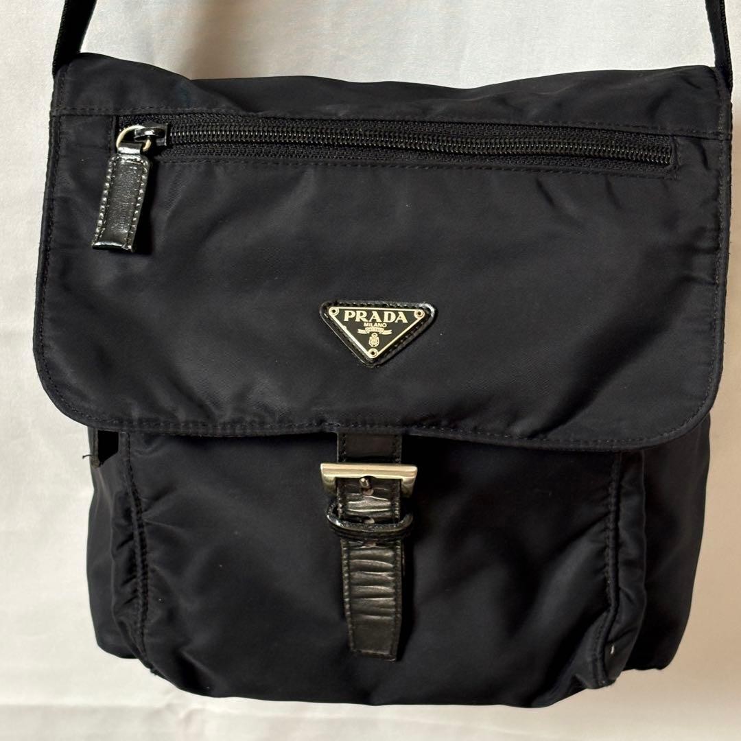 Prada Black Nylon Leather Handle Messenger Bag Vintage Authentic thumbnail 10