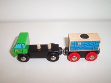 BRIO Wooden Railway Train Green Truck Cargo Car Blue 2 Magnetic Cargo Lot