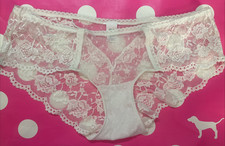 2010s Vintage Unbranded Hiphugger Lace Panties M Hipster Sheer White Bride