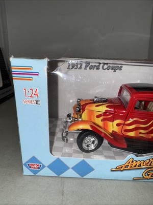 1932 Ford Roadster Red W/Flames MOTORMAX American Graffiti 1/24