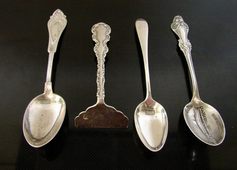 4 vtg sterling SILVER Collingwood & Vincent,Norton Salt souvenir , food pusher