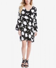 Karen Kane Women's Short Shift Dress Size S Lightweight Floral Long Sleeve A1466