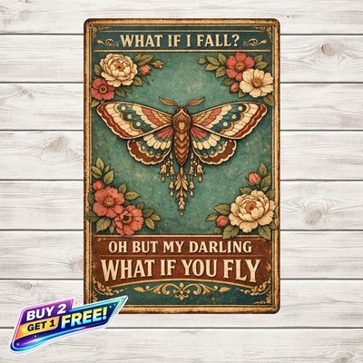 What If You Fly Dragonfly Vintage Wall Decor 8x12 Tin Metal Sign Fall Art