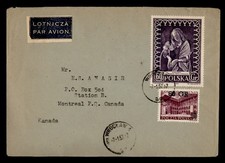 DR WHO 1957 POLAND WROCLAW AIRMAIL TO CANADA OVPT M64795
