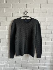 Polo Ralph Lauren Cable Knit Crewneck Sweater Gray Size L Fits M Pony Logo Wool