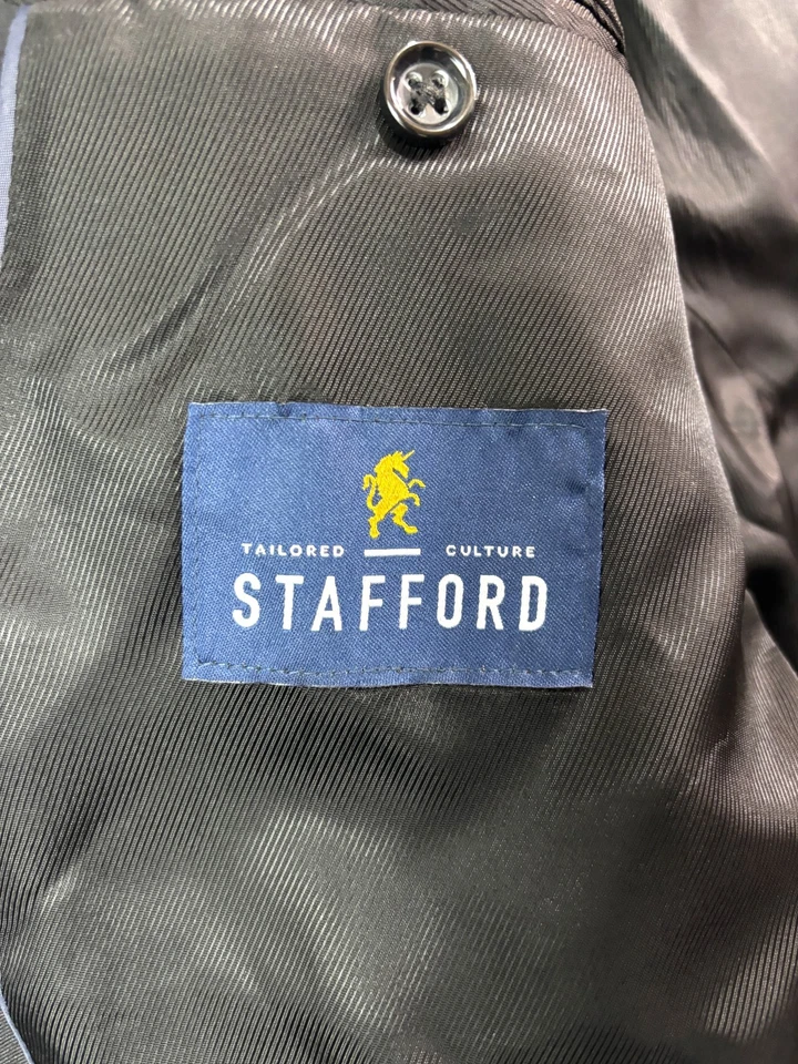 Stafford 58L Black All Season Blazer Jacket Sport Suit Coat 100% Wool Big & Tall - Image 4 of 4