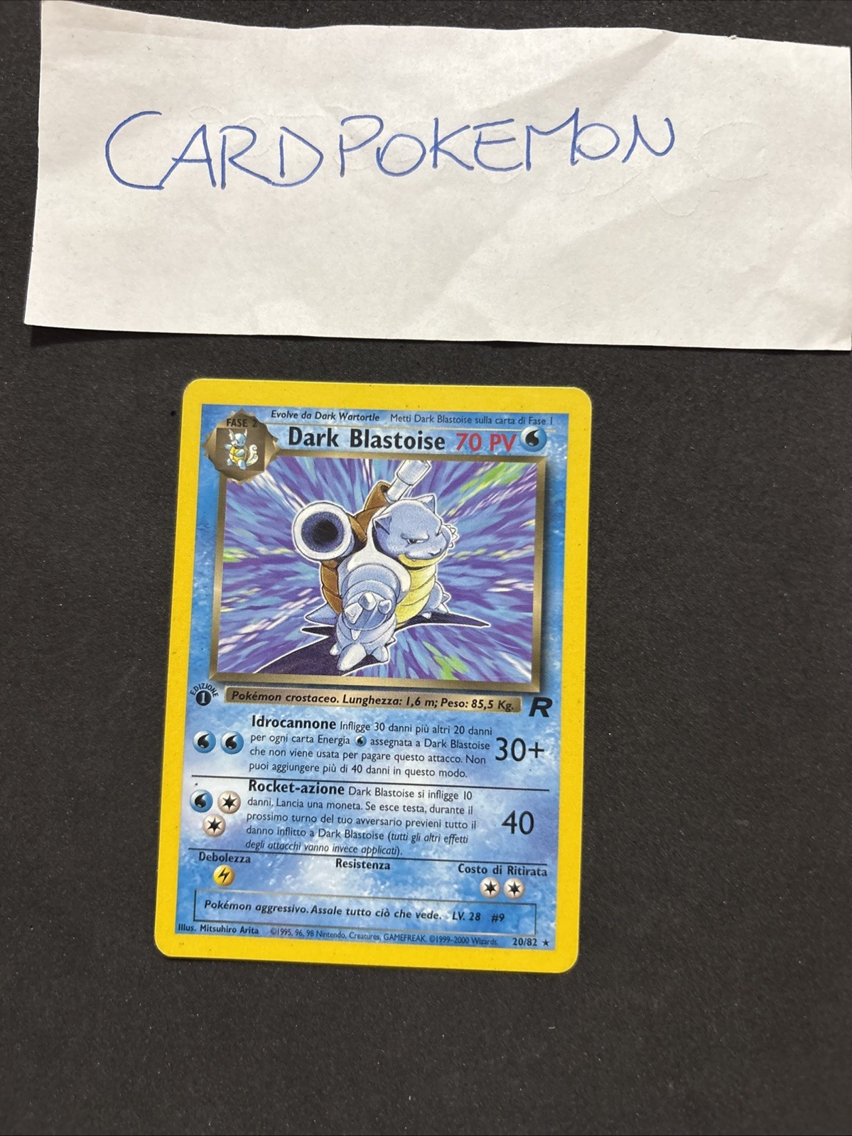 Pokemon Card Dark Blastoise 20/82 1ST-Team Rocket-Ita-No Holo-exc/nm!