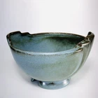 Vintage Frankoma #35 Pedestal Bowl – Prairie Green Glaze – Mid Century Pottery