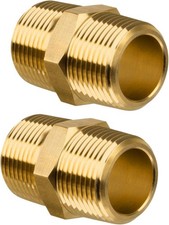 2 Pack 3/4" to 3/4" NPT Male Brass Hex Nipples Pipe Adapter Fittings US