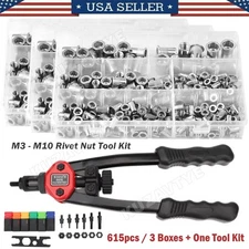 150~615X Assortment Rivet Nuts Kit 304 Stainless Steel Flat Head Threaded Rivnut