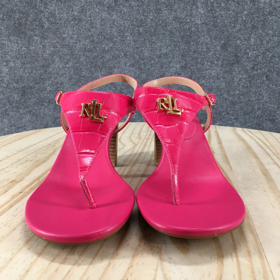 NUEVAS Sandalias Lauren Ralph Lauren Para Mujer 8 Westcott Tanga Cordones Cuero Rosa Foto 4 de 4