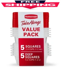 Rubbermaid TakeAlongs Food Storage Containers, 10 Piece Set, Red