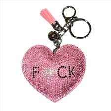 Pink Rhinestone Heart Keychain/ Bag Charm. Tassel.